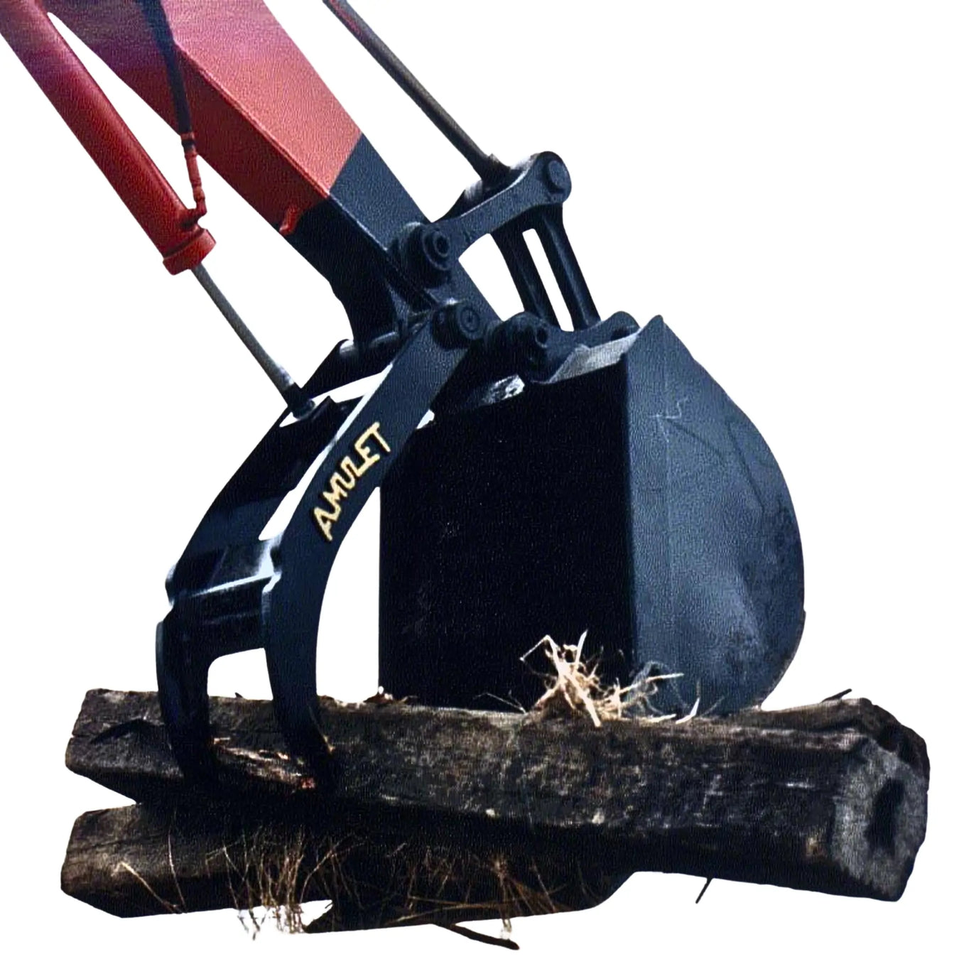 Amulet Thumb picking up logs on a white background